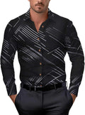Men's Patterned Printed Long Sleeve Dress Shirts Button Down Business Shirts