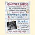Personalized Mommy and Daddy Blanket from Unborn Baby, I Know I'm Just a Little Bump, Custom Photo Sonogram Ultrasound Baby Blanket, Gift for New First Mom to Be