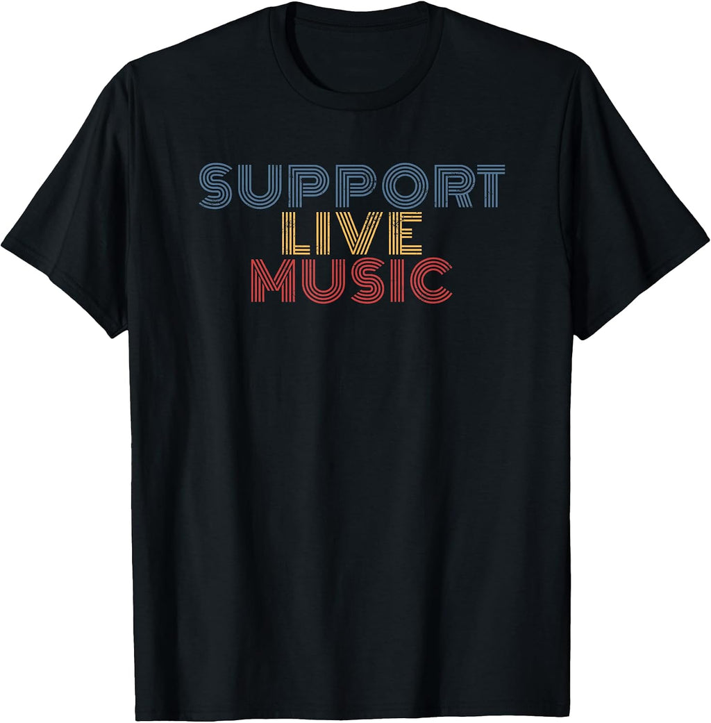 Support Live Music retro rainbow band concert T-Shirt
