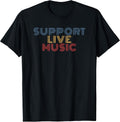 Support Live Music retro rainbow band concert T-Shirt