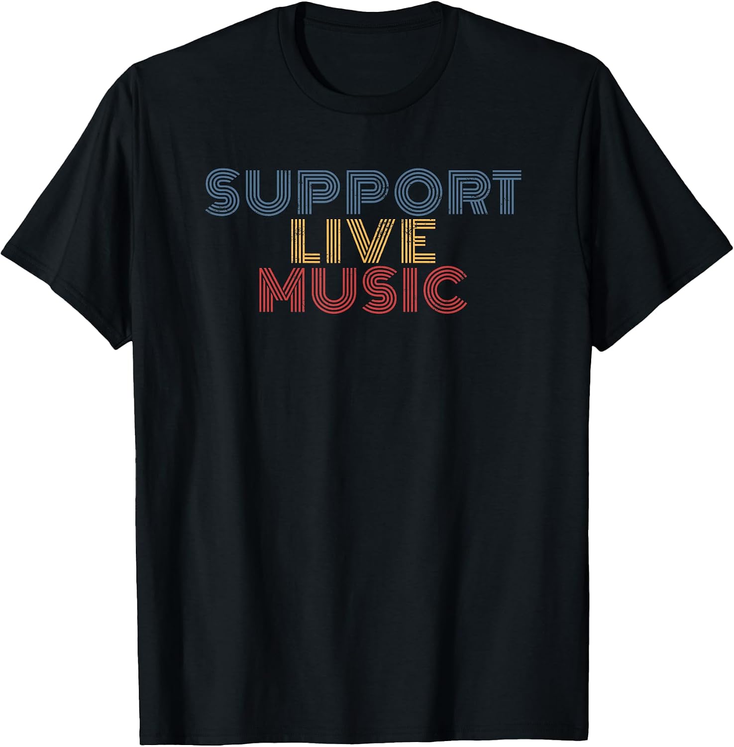 Support Live Music retro rainbow band concert T-Shirt