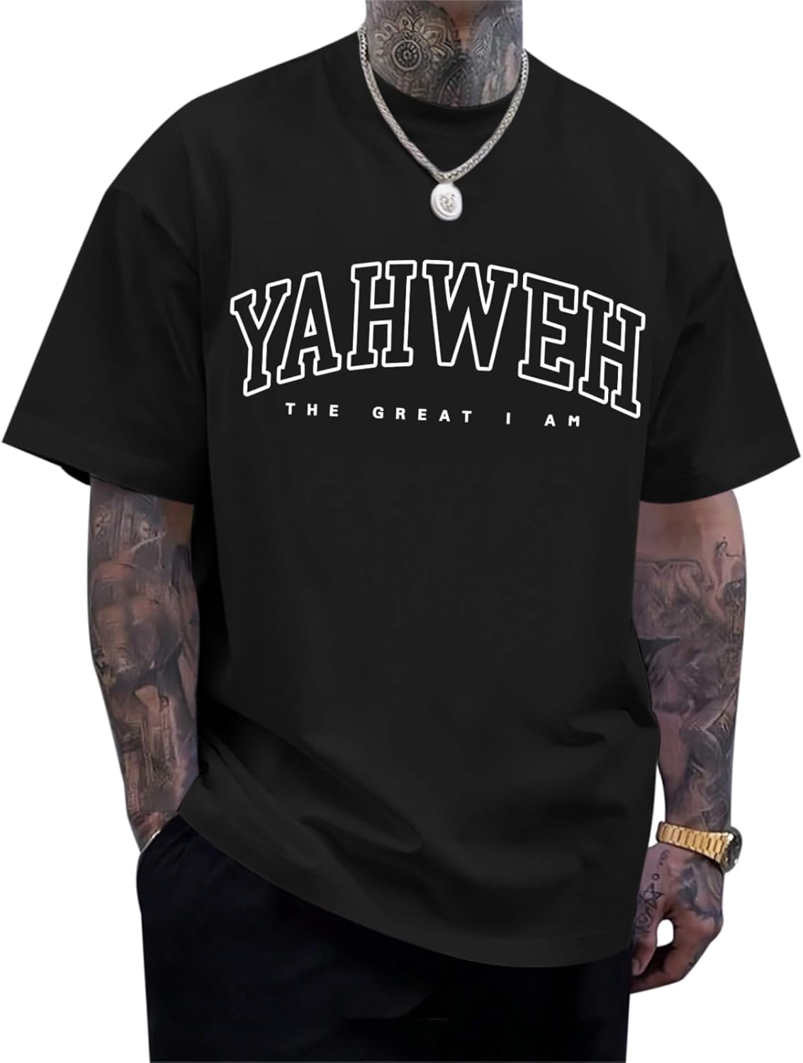 Christian Jesus Shirts for Men Religious God Yahweh Faith Shirt Bible Verse Vintage Oversized Graphic Tees Cotton Top