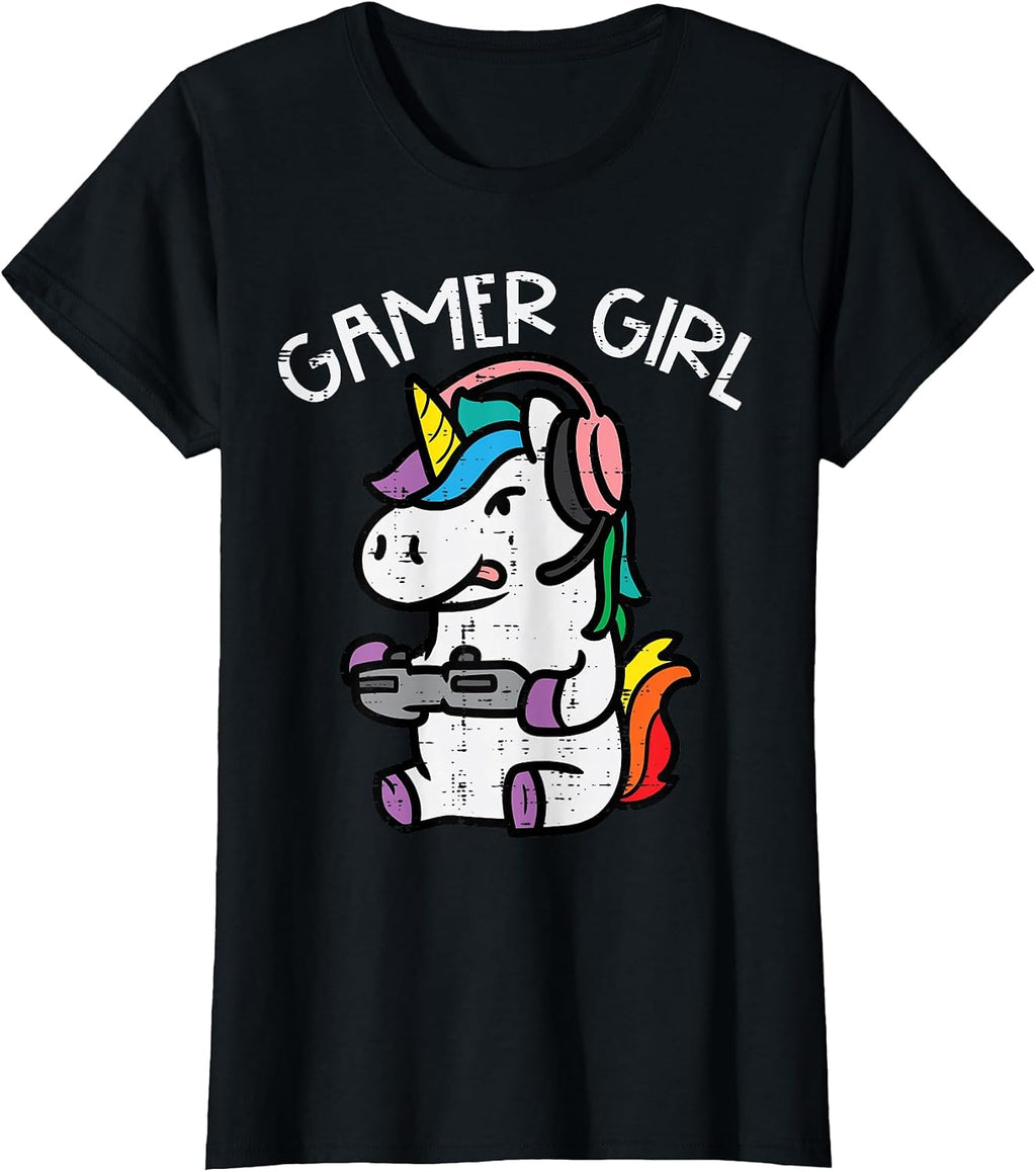 Gamer Girl Unicorn Video Gaming Women Kids Toddler Youth T-Shirt