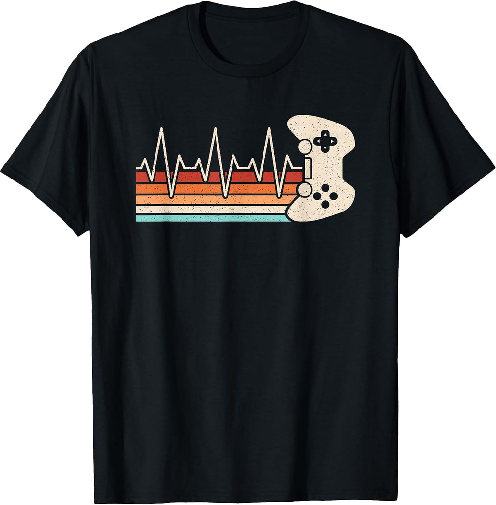 Gamer Heartbeat Video Games Retro Gaming Controller Boys Men T-Shirt