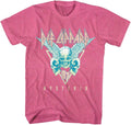 Def Leppard Hysteria '87 Three Skulls Adult Pink Heather Short Sleeve T Shirt 80s Rock Music Graphic Tees