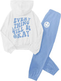 Girl's Sweatsuit 2 Piece Outfits Casual Graphic Long Sleeve Hoodies Sweatshirts and Sweatpants Set Fall Clothes
