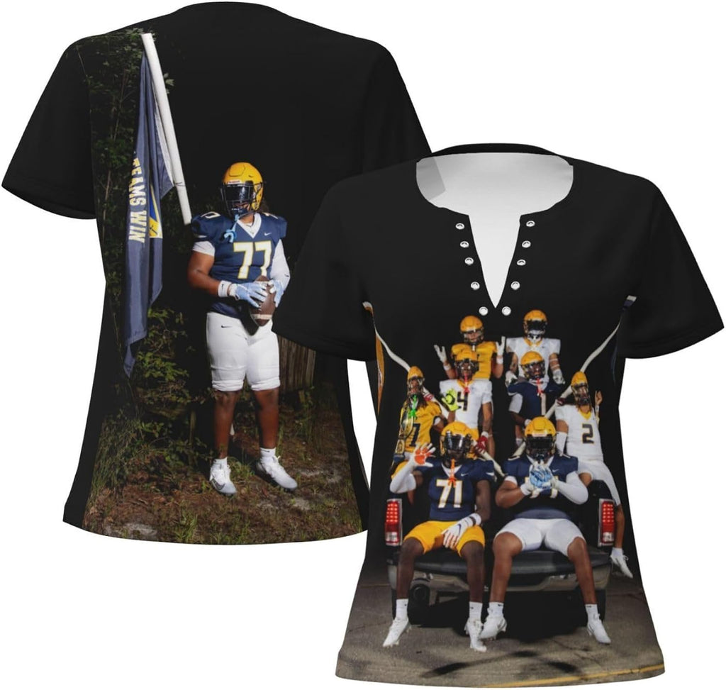 Custom V Neck T Shirt for Women, Customized Photo Text V-Neck Shirt All Over Print Customize T-Shirts Multicolor