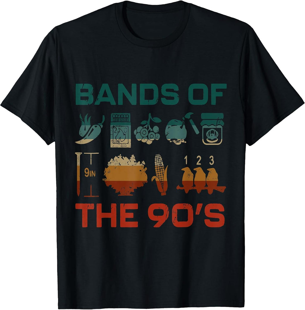 Retro Popular Music Bands of the 90s Vintage 90s Music Lover T-Shirt