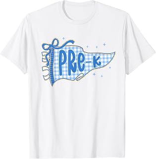 Cute Pennant Flag Blue First Day of Preschool Teachers Kids T-Shirt