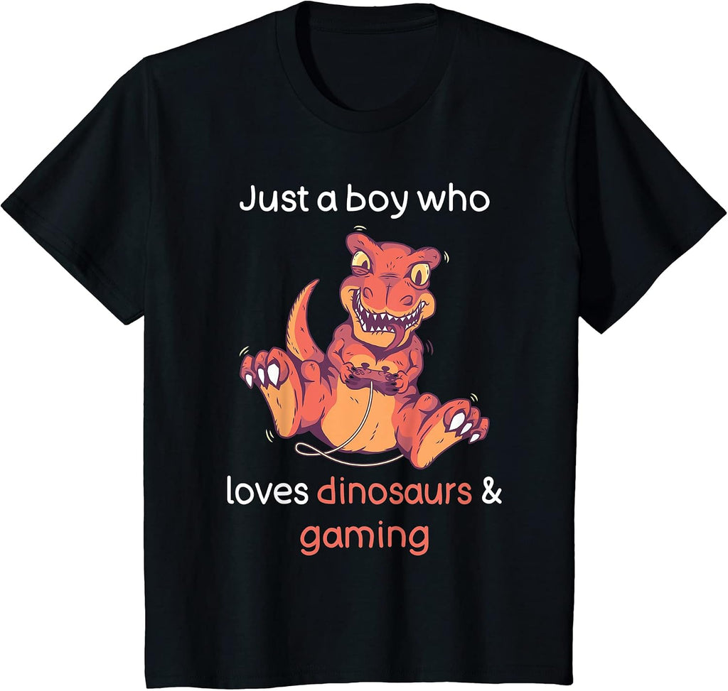 Kids Dinosaur Shirt Funny Gaming Boys Video Gamer Dinosaur Lover T-Shirt