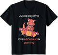 Kids Dinosaur Shirt Funny Gaming Boys Video Gamer Dinosaur Lover T-Shirt