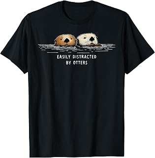 Easily Distracted By Otters River Wildlife Nature Graphic T-Shirt
