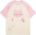 Y2K Cutecore Kawaii Teen Shirt Coquette Harajuku Oversize Japan Cat Print Cute Tshirt Top Clothes