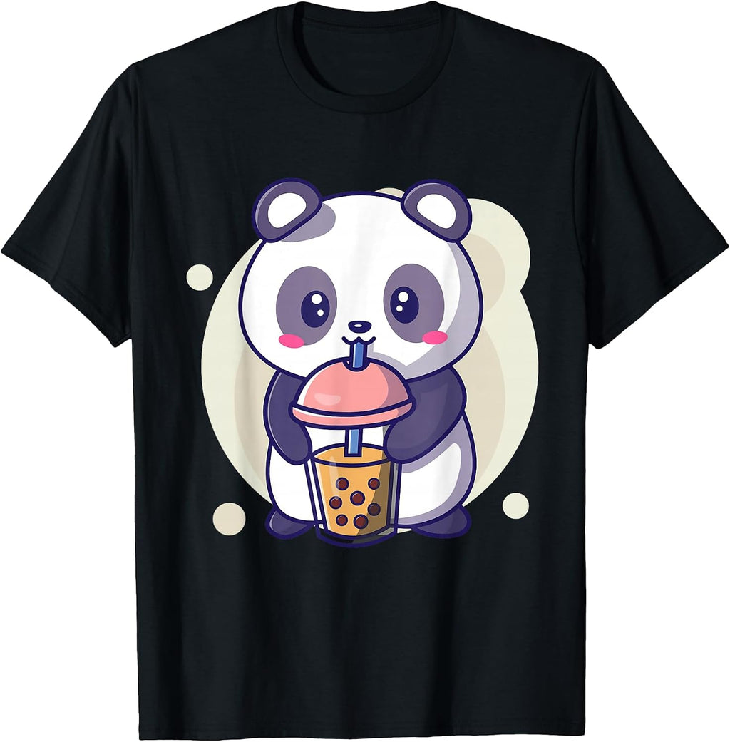 Cute Kawaii Panda Drinks Boba Bubble Tea Kawaii Aesthetic T-Shirt