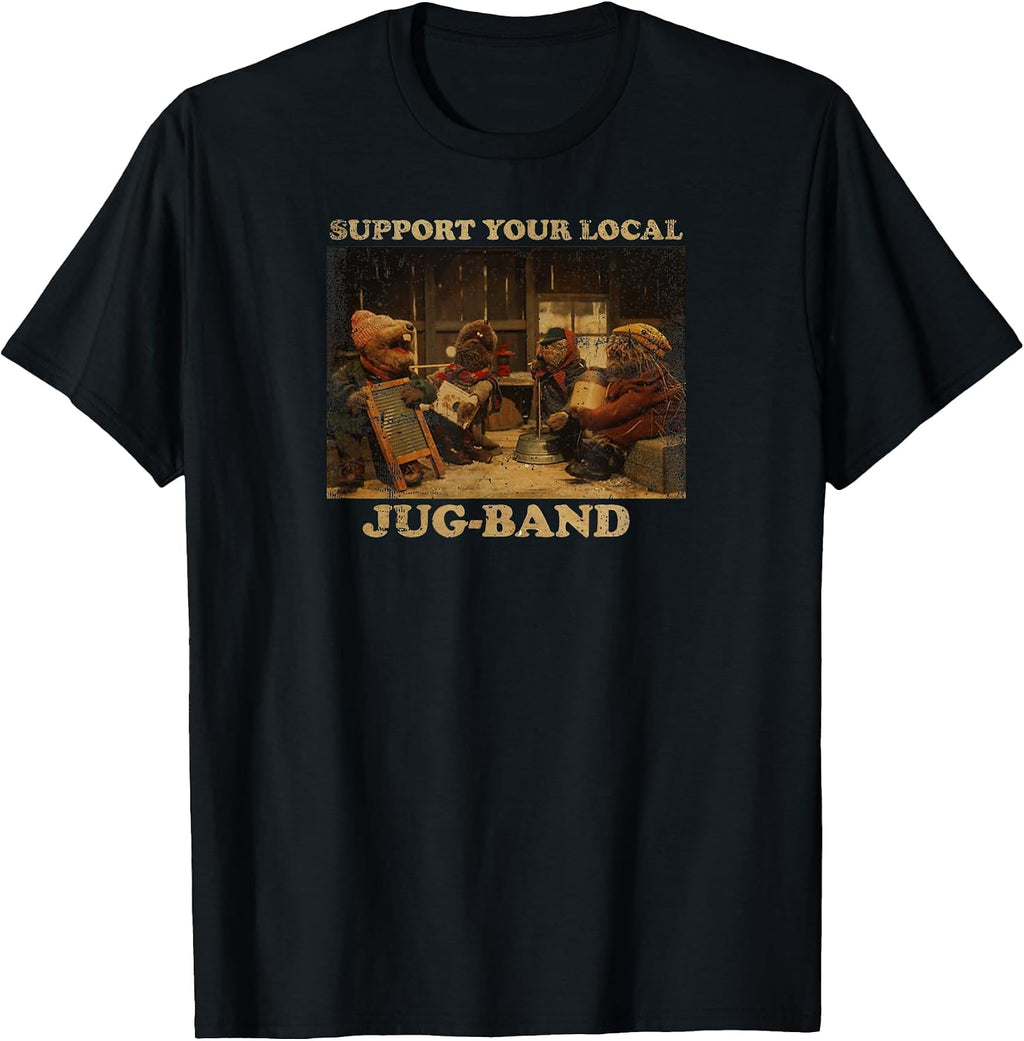 Vintage Support Local JUG-Band Graphic Music Musician Joke T-Shirt