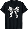 Coquette Polka Dot Bow Black and White Aesthetic T-Shirt