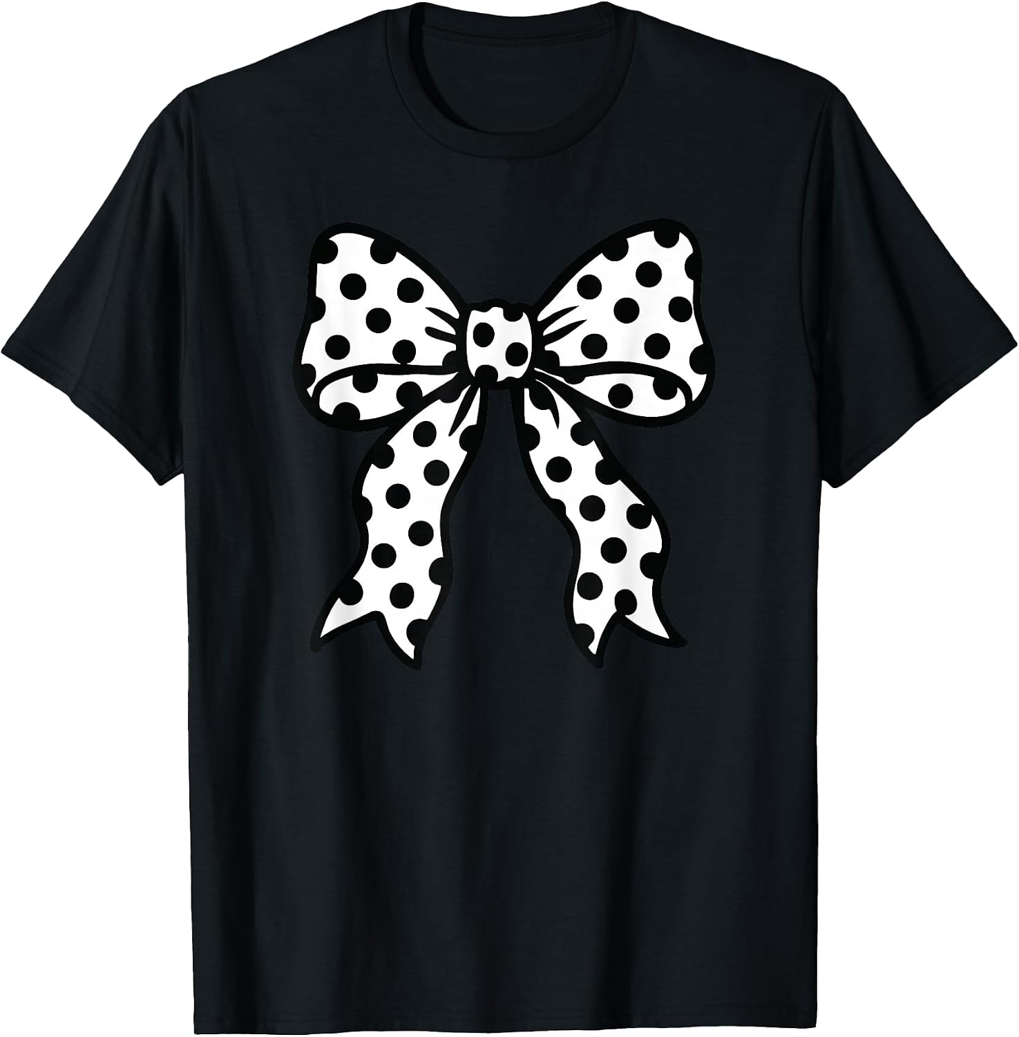 Coquette Polka Dot Bow Black and White Aesthetic T-Shirt