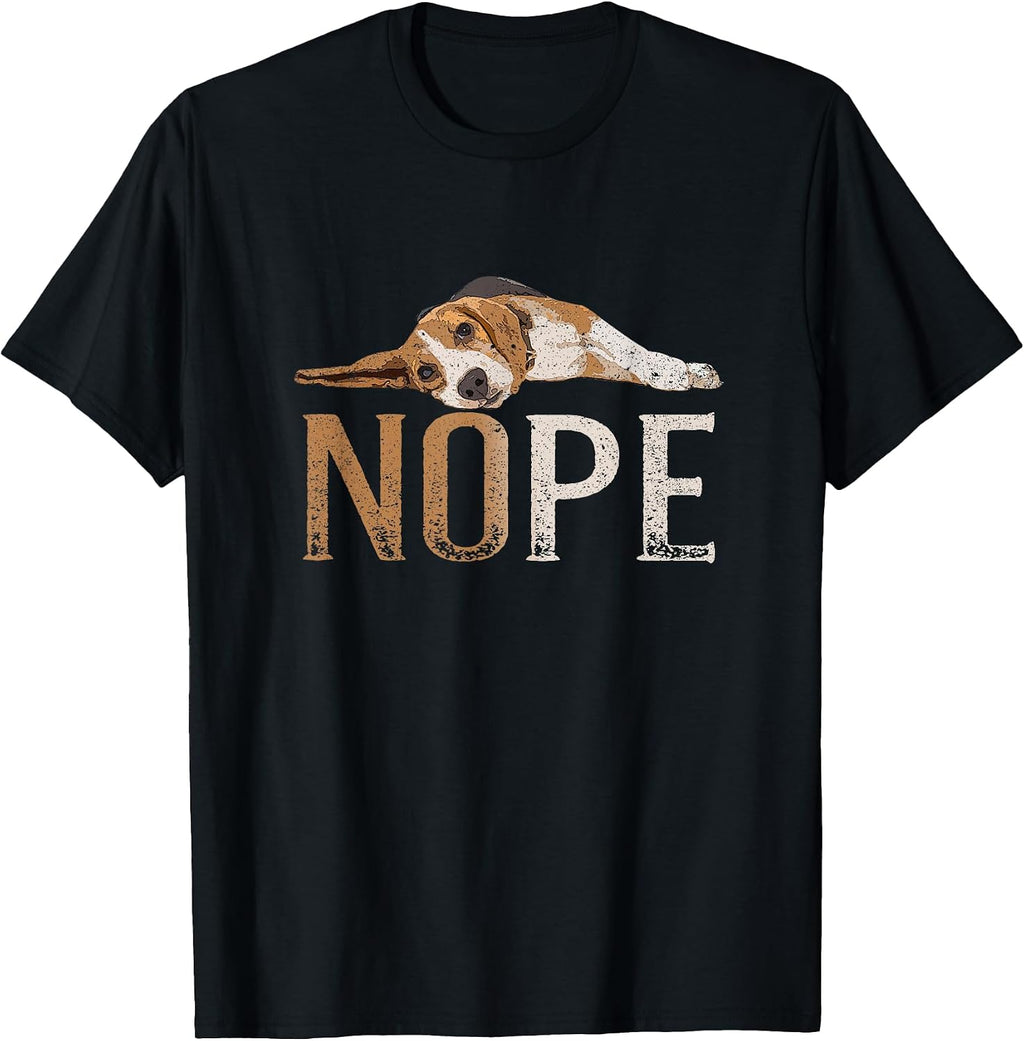 Nope Lazy Beagle Funny Dog Lover Vintage Cute Beagle Mom T-Shirt Small