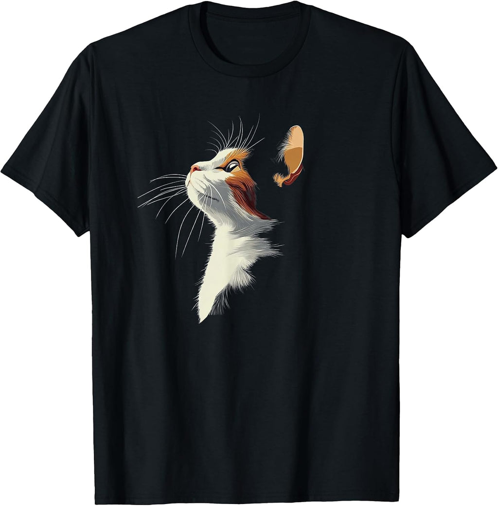 Beautiful Womens Girls Illustration Art Calico Cat Lover T-Shirt
