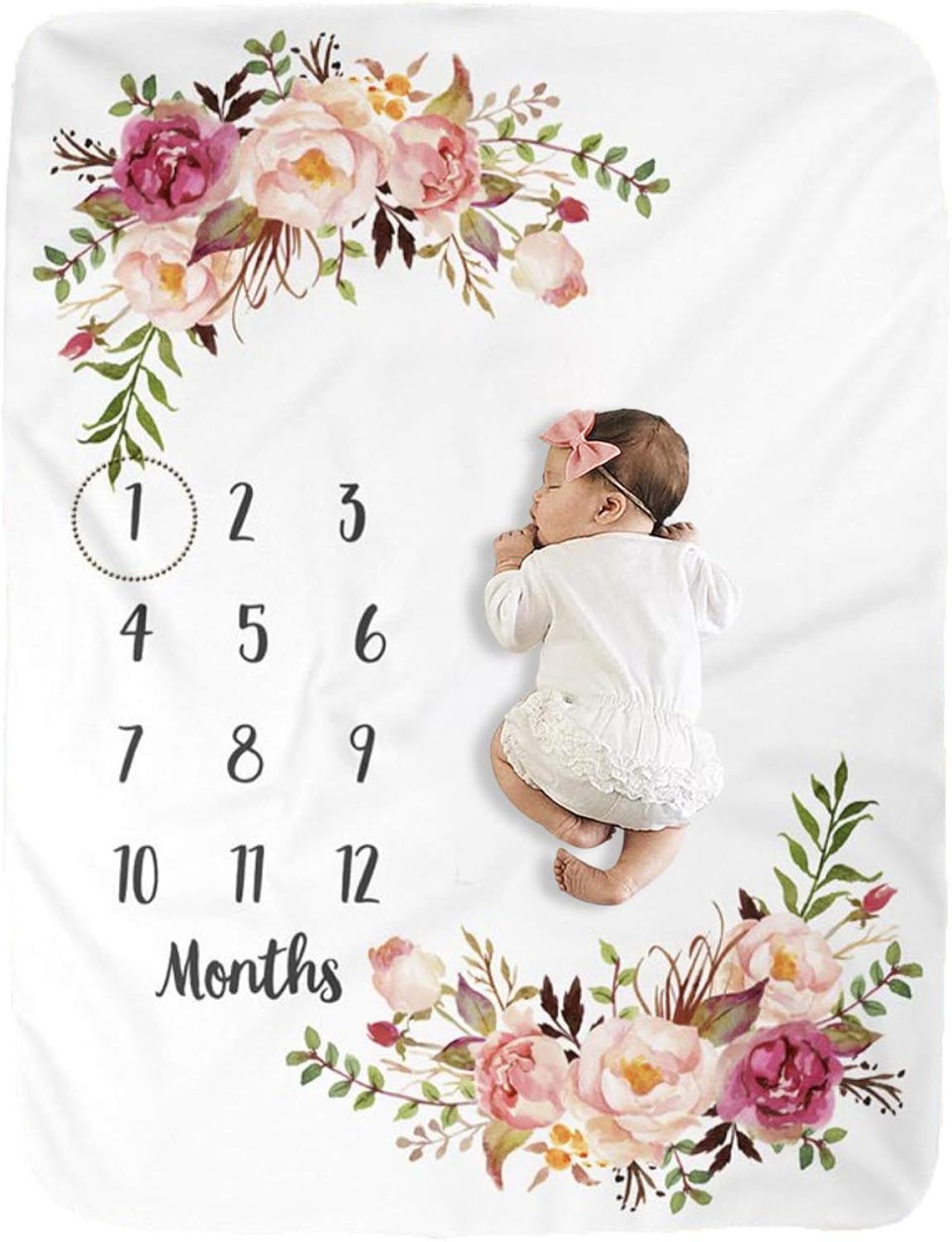 BUTTZO Milestone Blanket - Girl & Boy Baby Blankets, Large, Fleece, Monthly, Shower Gifts
