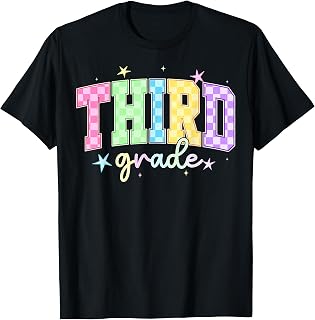 Back to School Checkered Third Grade Team Teacher Students T-Shirt