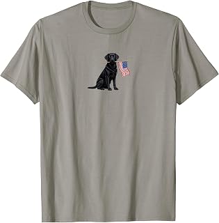Black Labrador Retriever Holding American USA Flag 4 of July T-Shirt