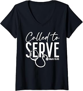 Women's Called to Serve Christian Nurse Faith Medical Workers V-Neck T-Shirt