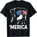 Merica Rottweiler 4th of July Patriotic Dog Design T-Shirt