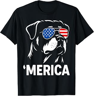 Merica Rottweiler 4th of July Patriotic Dog Design T-Shirt