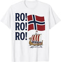 Ro Ro Ro Norway Flag Viking Ship Norwegian Soccer Fan T-Shirt