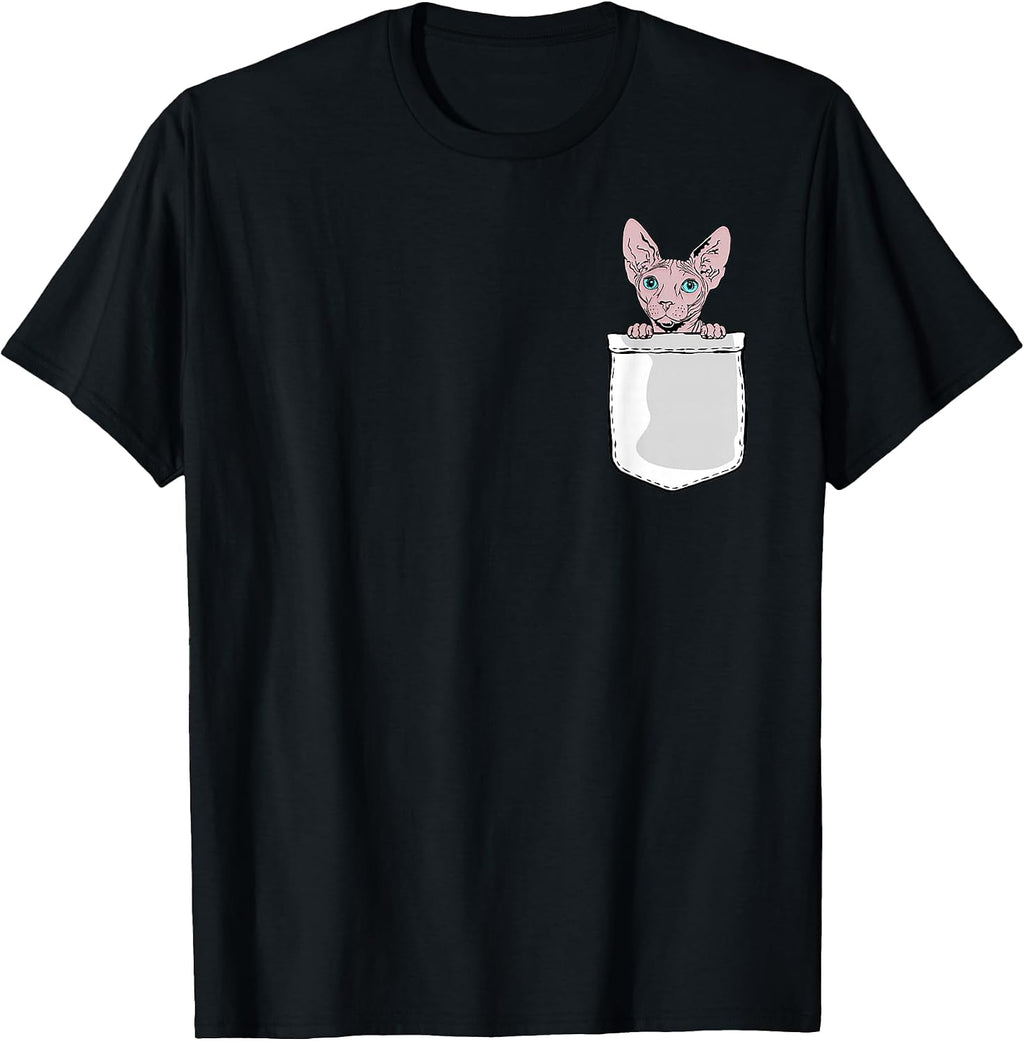 Cute Sphynx Cat in Pocket Hairless Cat Lover Pet Sphynx T-Shirt