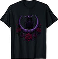 Mystic Crow On Purple Crescent Moon with Roses T-Shirt