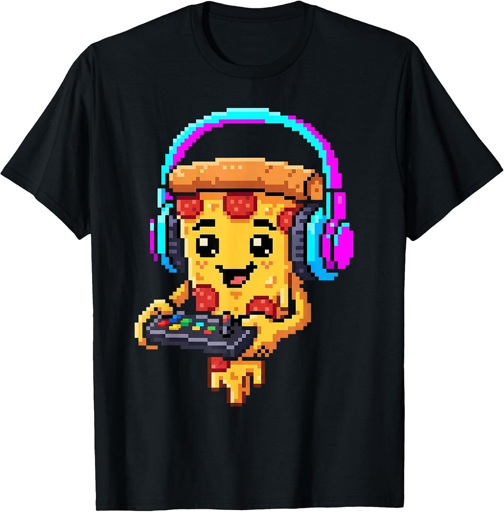 Gamer Pizza Slice Video Gaming Enthusiast Gamer Teen Boys T-Shirt