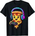 Gamer Pizza Slice Video Gaming Enthusiast Gamer Teen Boys T-Shirt