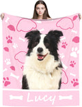 OHORTEB Ships Next Day, Custom Dog Blanket with Photo, Personalized Pet Name Fleece Throw Blanket Customized Puppy Picture Bereavement Passing Away Gifts, Print in USA (1 Photo(Bone Name))