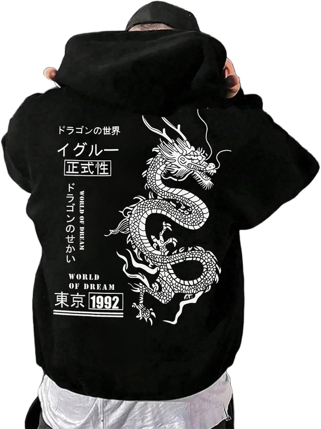 Men's Graphic Quarter Zip Hoodies Casual Long Sleeve Drop Shoulder Sweatshirt Pullover Streetwear Top