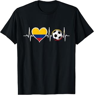 Colombia Soccer Heartbeat Flag Heart Design T-Shirt