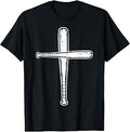 Christian Baseball Bats Cross Softball Sports Men Boys Kids T-Shirt