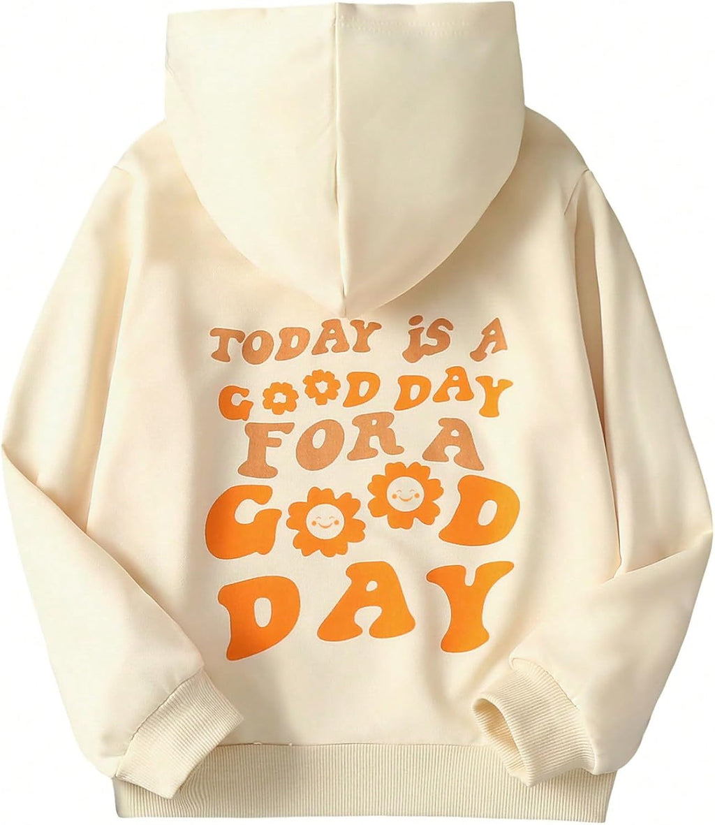 Girls' Letter Graphic Print Cute Hoodies Long Sleeve Pullover Hoodie Sweatshirt