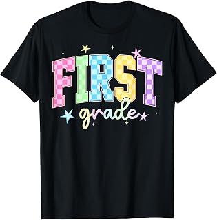 Back to School Checkered First Grade Team Teacher Students T-Shirt