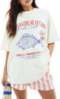 Women Cute Graphic Oversized Tees Fish Lobster Printed Y2K Baggy T Shirts Teen Girls Preppy Vintage Aesthetic Summer Tops