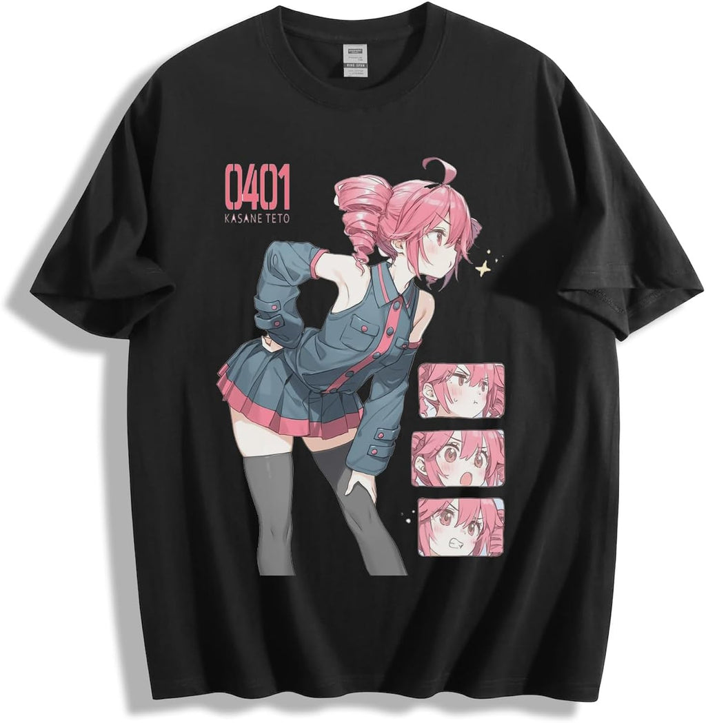 Offical Kasane Teto Anime T-Shirt - Cute Synthetic Voice Idol Graphic Tee,