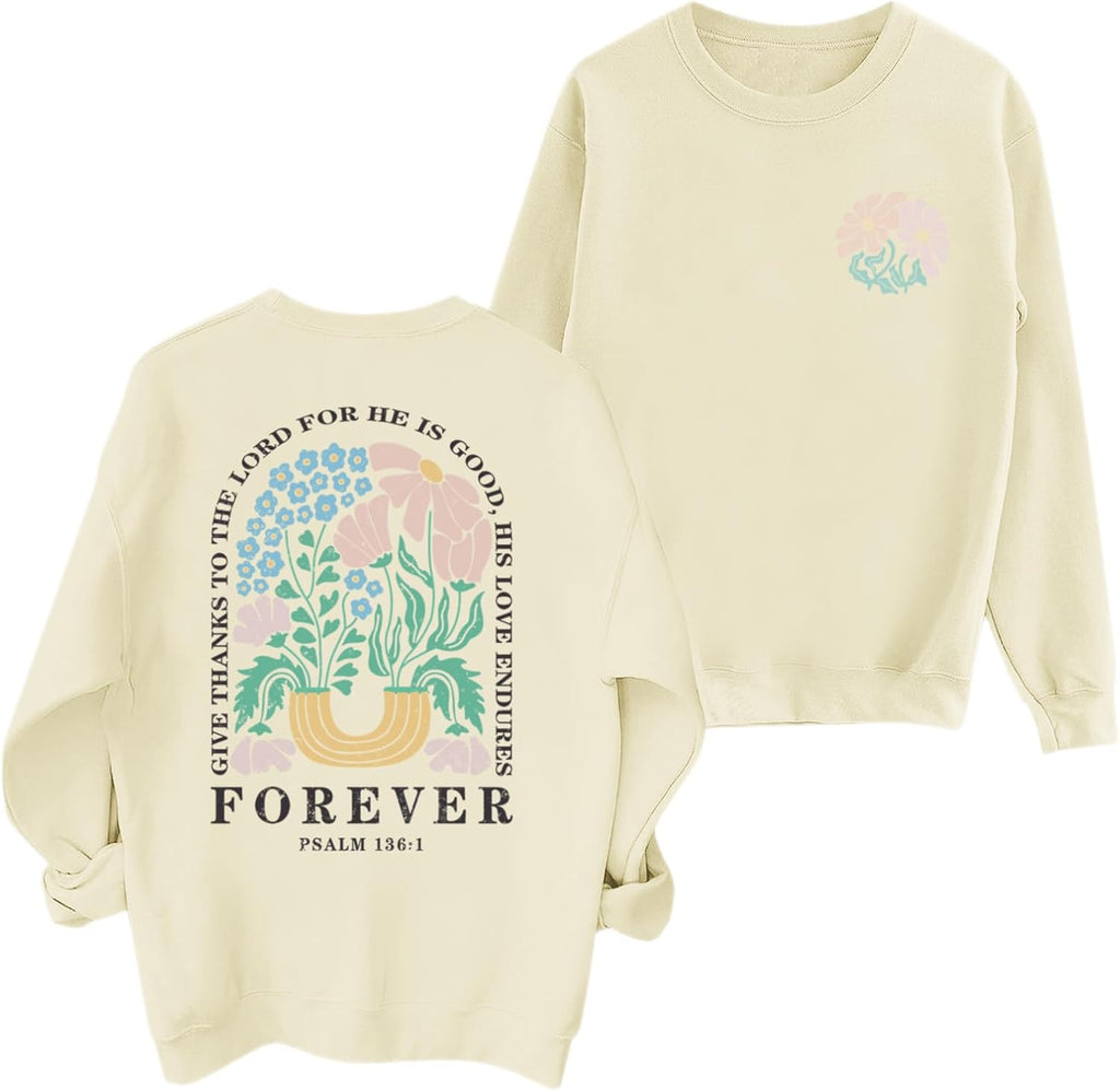 Women Christian Jesus Faith Sweatshirts Bible Verse Flower Floral Sweatshirt Religious God Graphic Oversized Hoodie