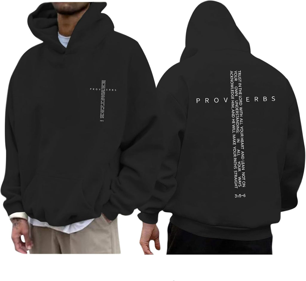 Christian Hoodies for Men Inspirational Religious Faith Cross Sweatshirts Vintage Bible Verse Graphic Hoodie Pullover