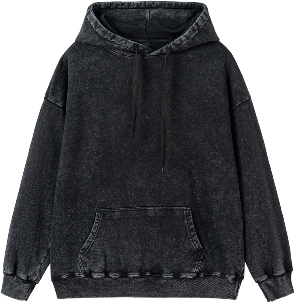 Womens Oversized Acid Wash Hoodie Unisex Heavyweight Cotton Hoodies Vintage Washed Sweatshirt Women Men