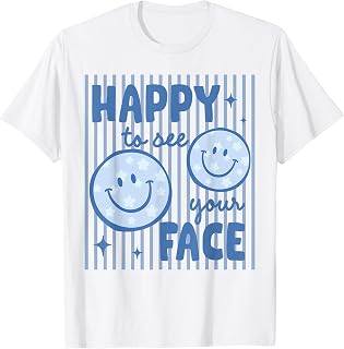 Happy to See Your Face Smile Face Teacher Kid Back to School T-Shirt