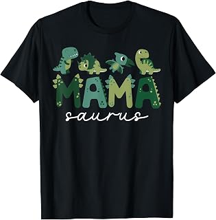 Mama Saurus Mom Dinosaur Three Rex Birthday Boy Girl Family T-Shirt