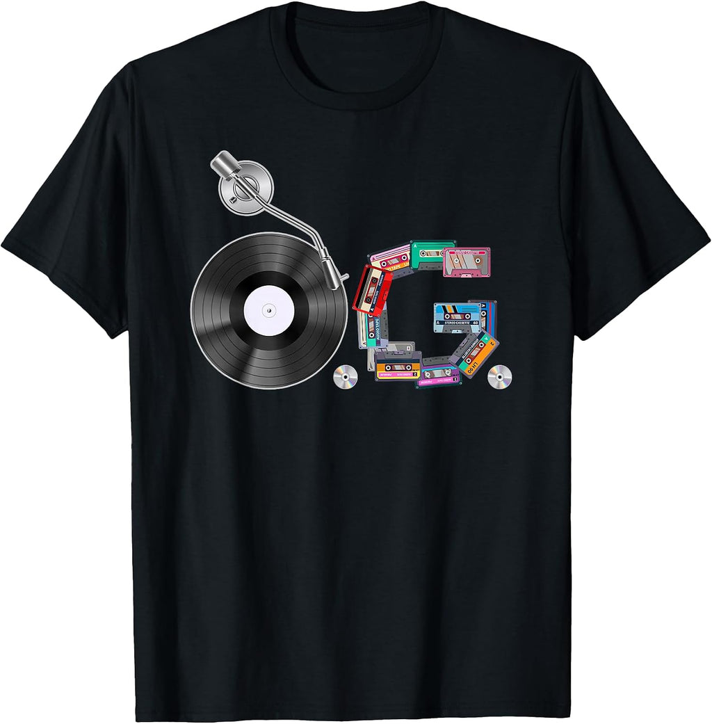 Old School OG Hip Hop Head Vinyl, CDs, Tapes 80s 90s Retro T-Shirt