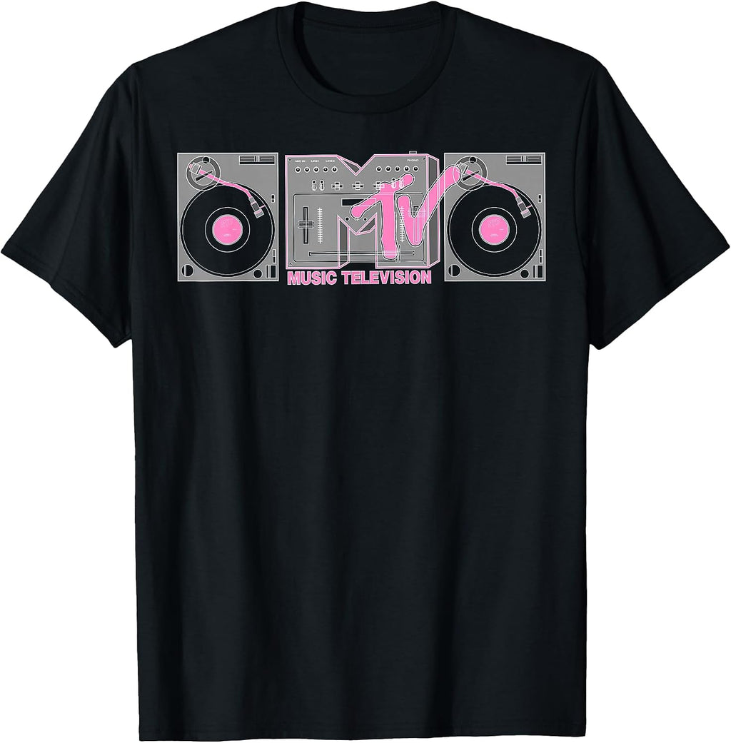 Retro Pink and Gray Boombox Logo Graphic T-Shirt T-Shirt