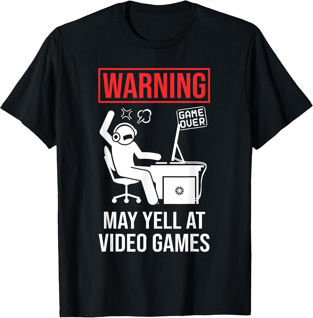 Warning May Yell At Video Games Gamer Funny Gaming